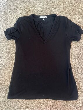 Rag and Bone  Black V-Neck Short Sleeve Tee